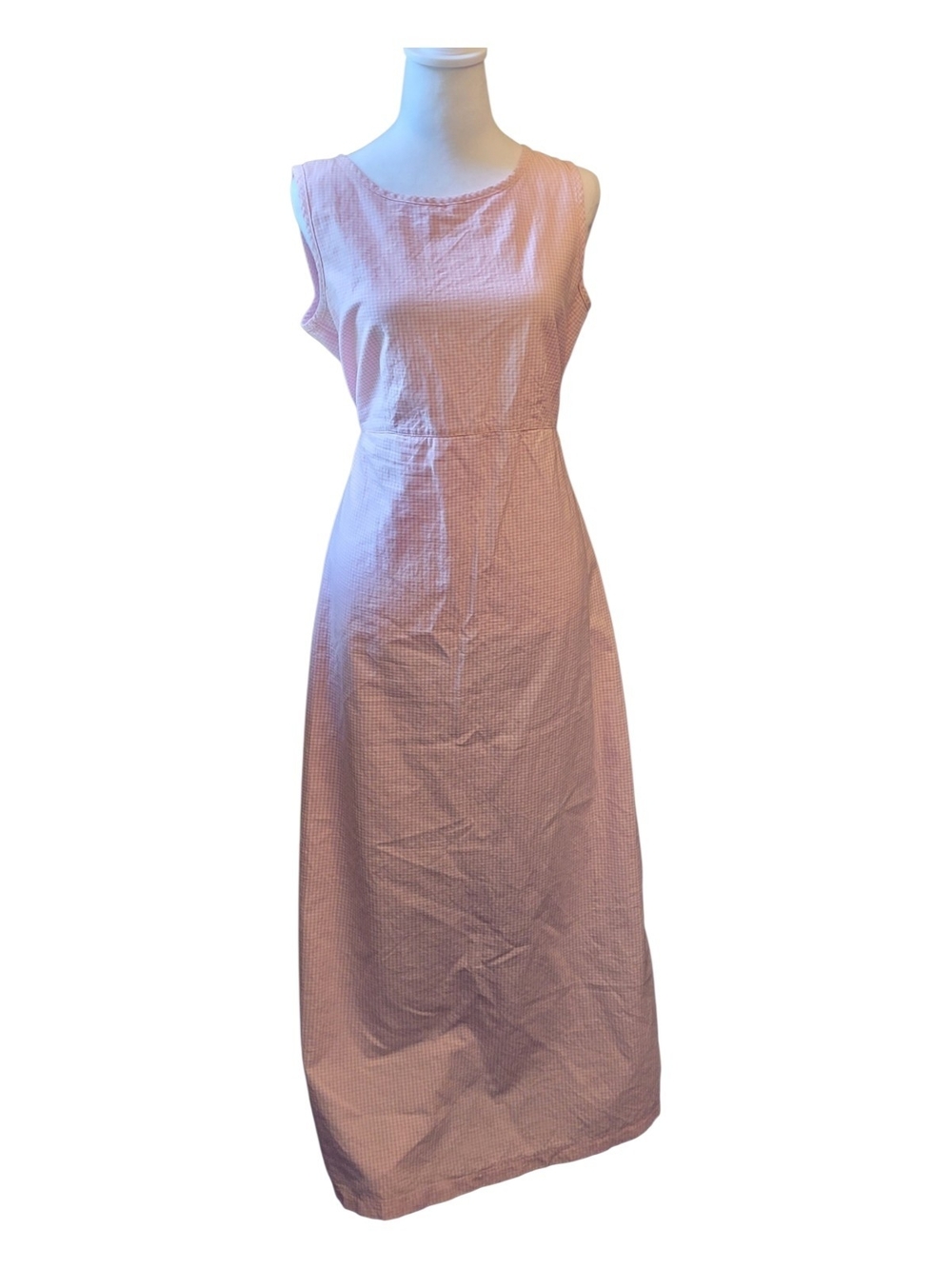 Sleeveless Pink Maxi Dress with Subtle Check Detail